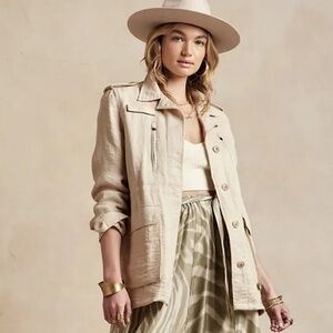 Banana Republic French Utility Field Textured Jacket Oyster Gray Small